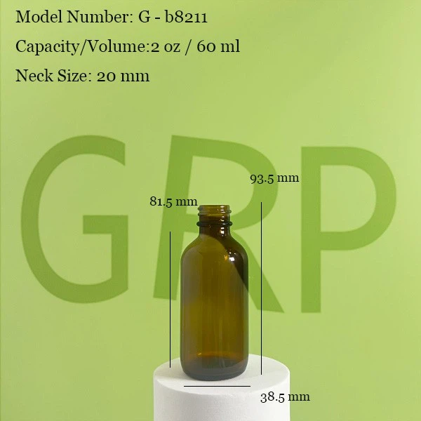 2 Oz (60ml) Flint Glass Boston Round - 20-400 Neck